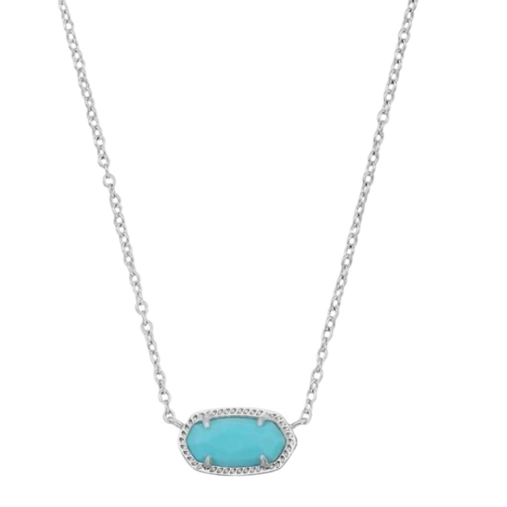 Silver Frame Turquoise Stone Necklace